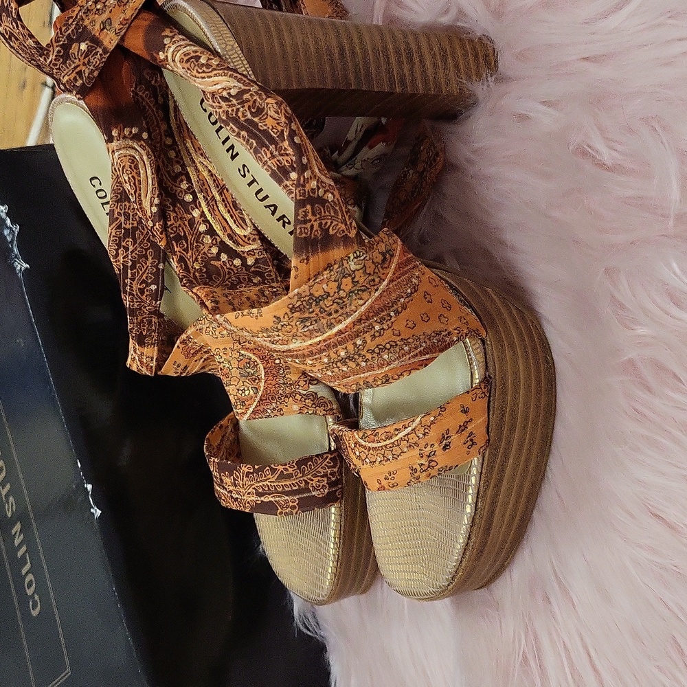 Brand New COLIN STUART PLATFORM WRAP HIGH HEEL SANDALS-6.5